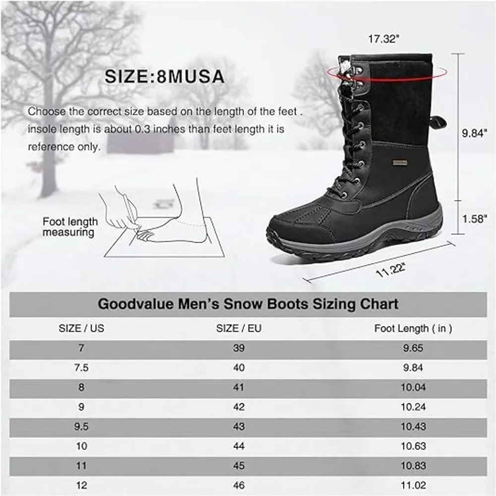 Mens Snow Duck Boots Waterproof Insulated Warm Fur Lined Winter Boots Non Slip - Picture 8 of 8